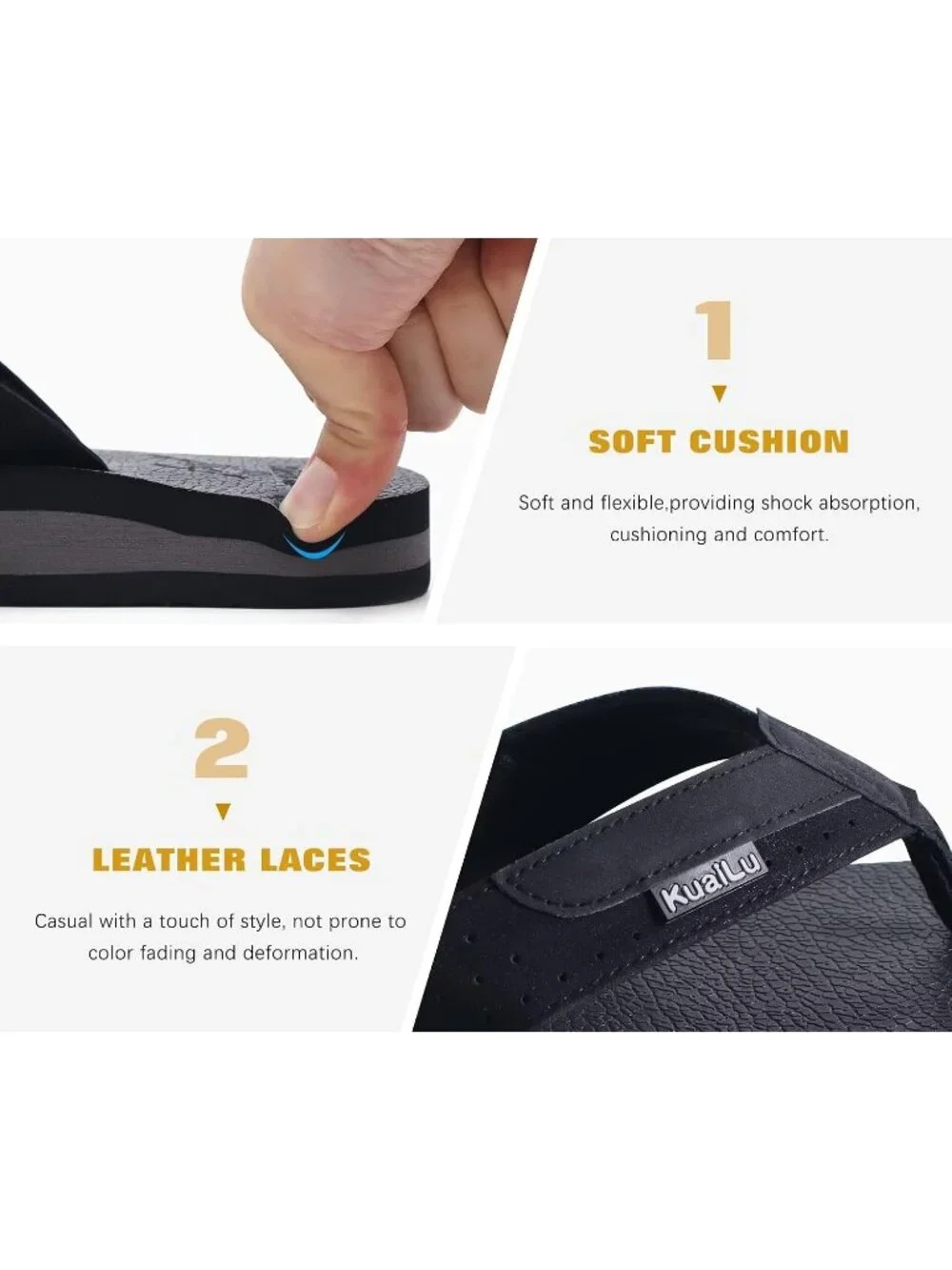 Men's Ferrous Yoga Mat Leather Flip Flops Slip On Indoor Outdoor Sandal Slipper
